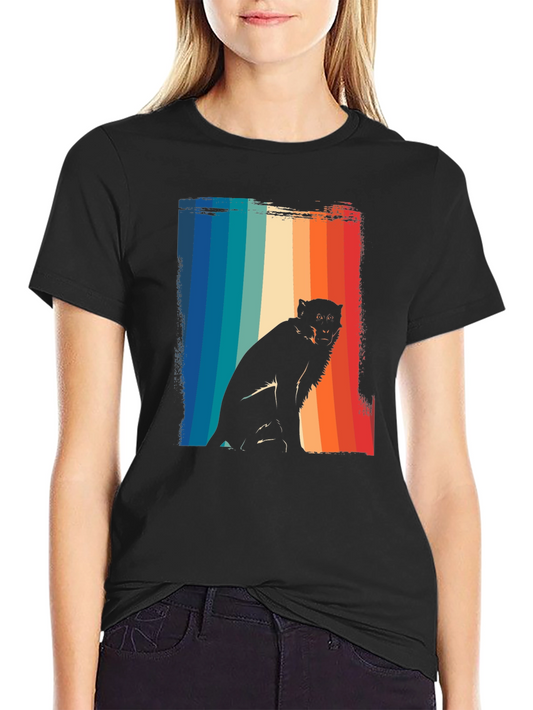 Retro Black Cat T-Shirt - Vintage Style