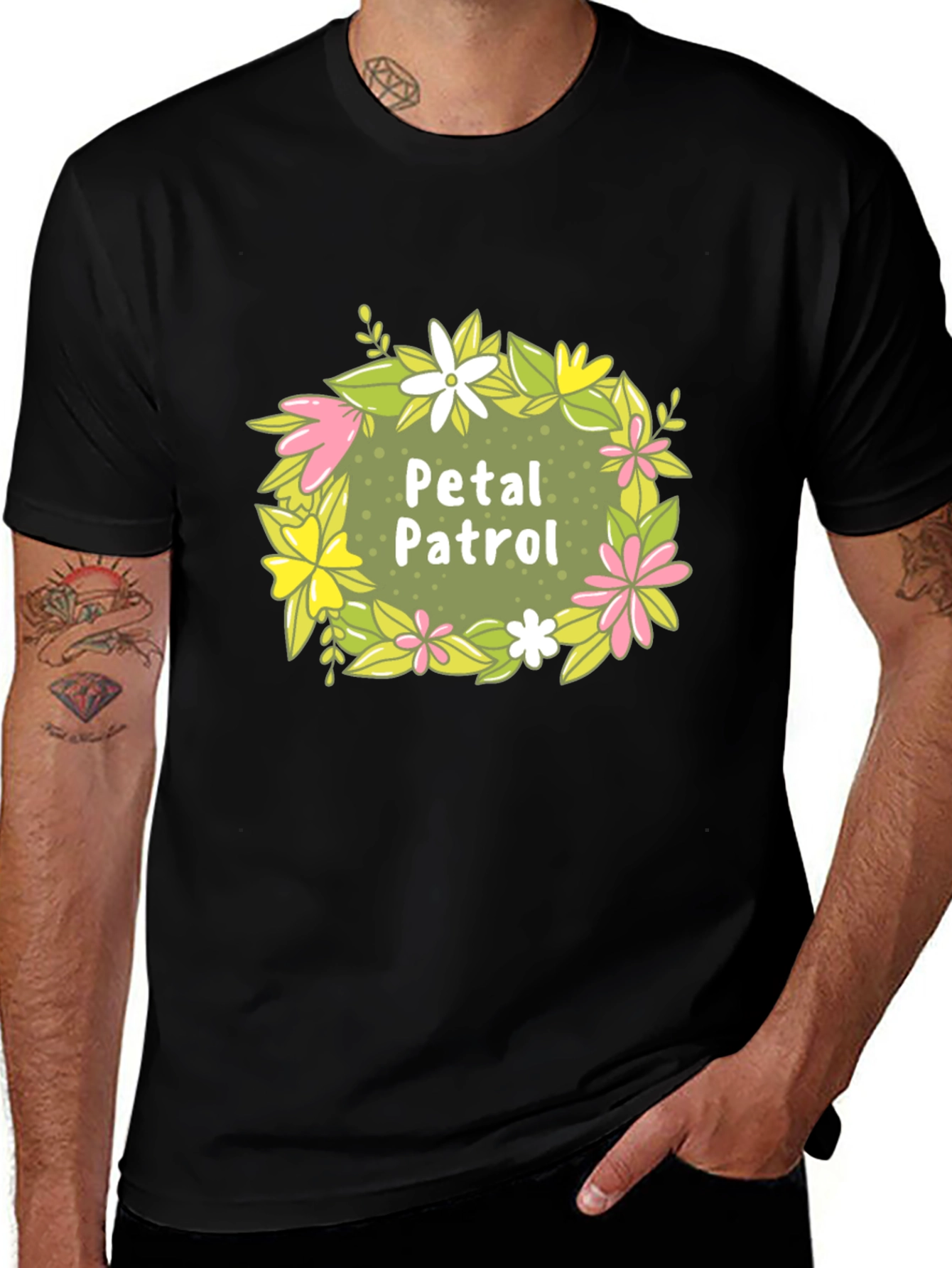 Petal Patrol Graphic Tee - Black