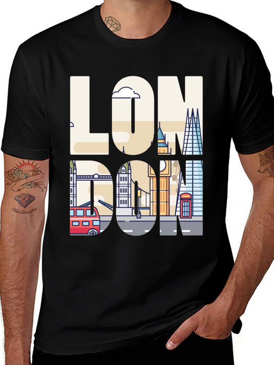London Skyline Graphic Tee - Mens Black T-Shirt