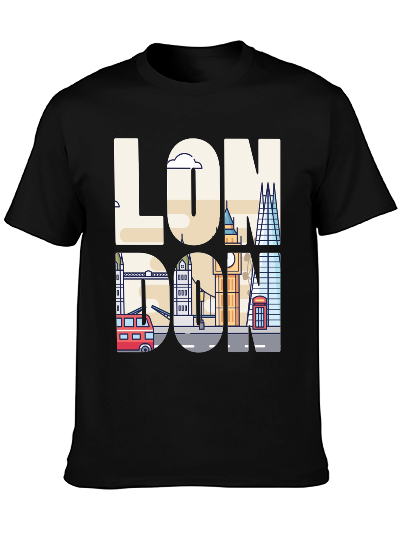 London Skyline Graphic Tee - Mens Black T-Shirt