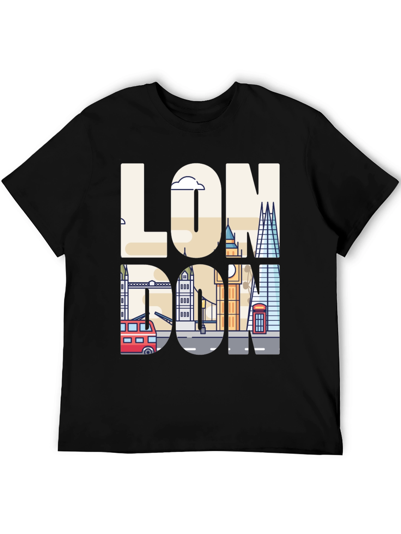 London Skyline Graphic Tee - Mens Black T-Shirt