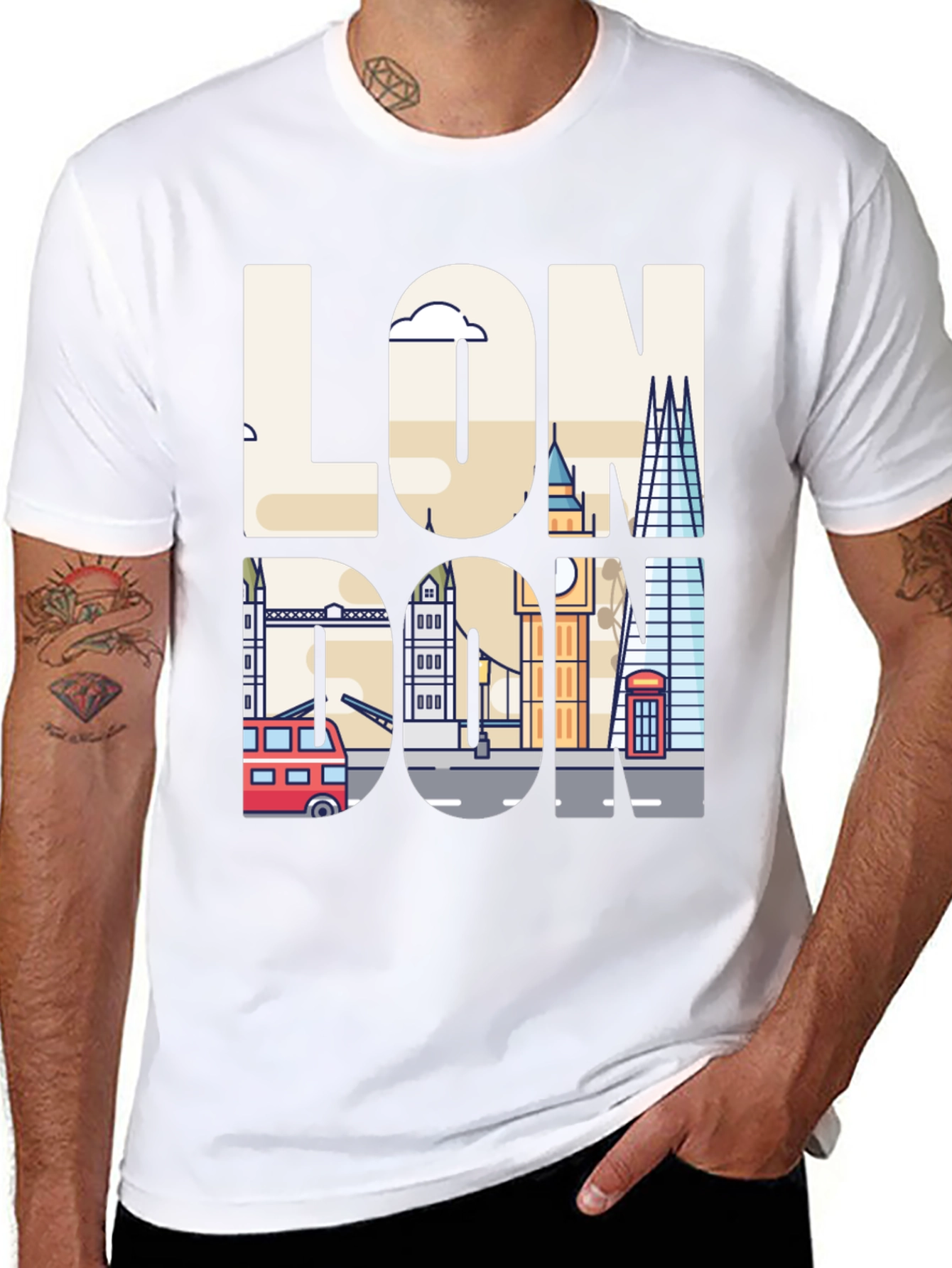 London Skyline Graphic Tee - Mens Black T-Shirt