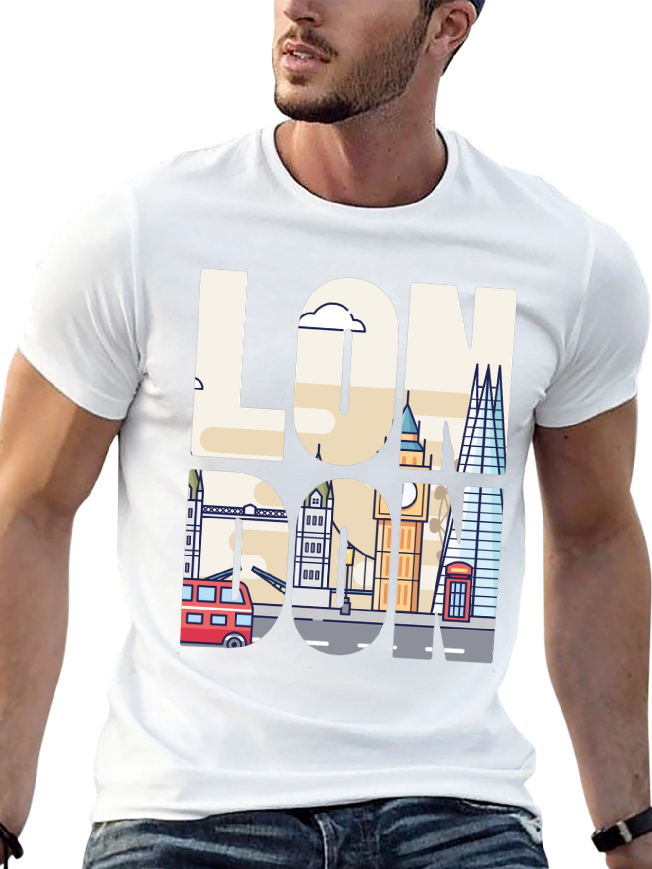 London Skyline Graphic Tee - Mens Black T-Shirt