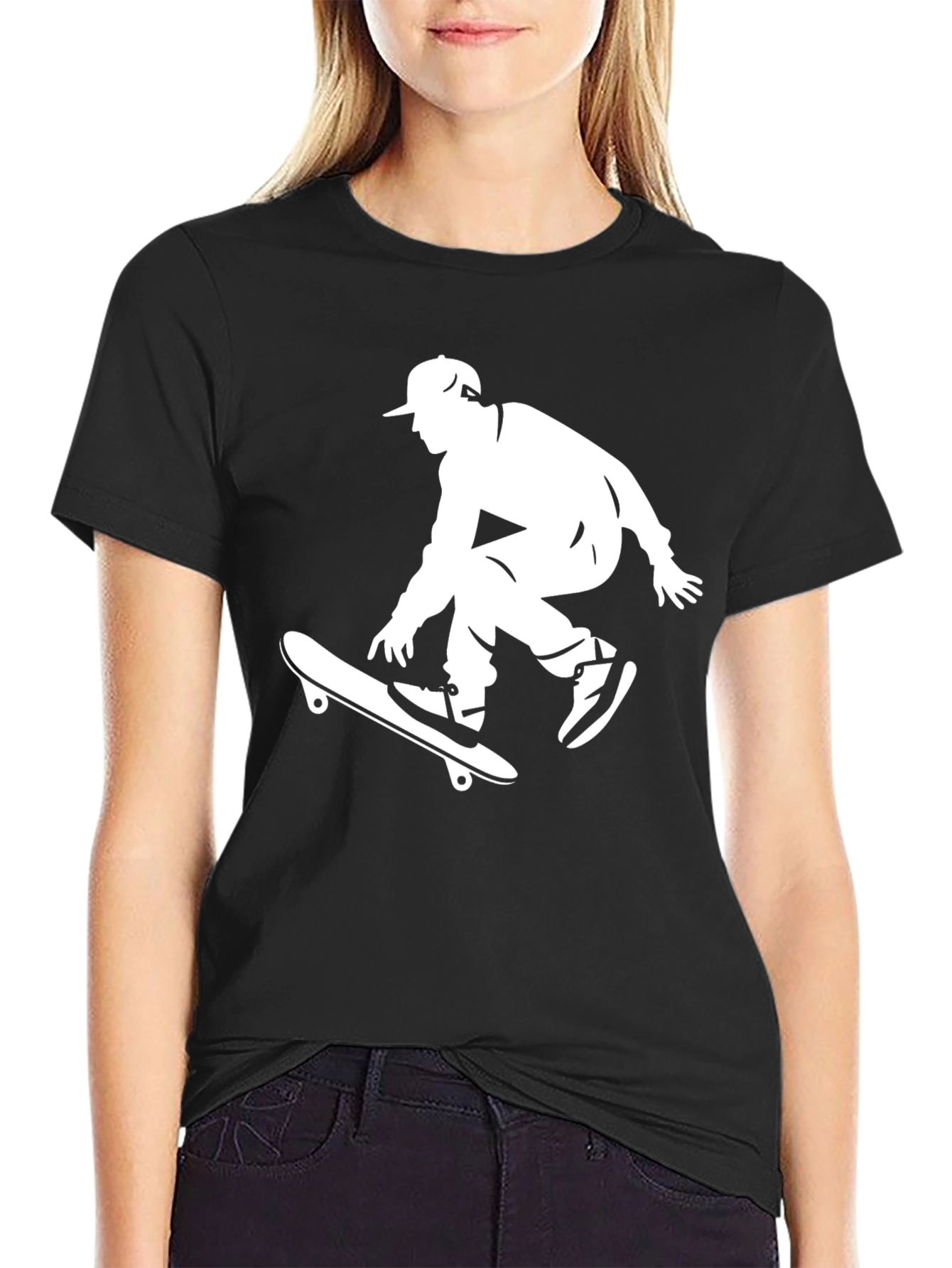 Skateboarding Graphic Tee - Cool Black T-Shirt