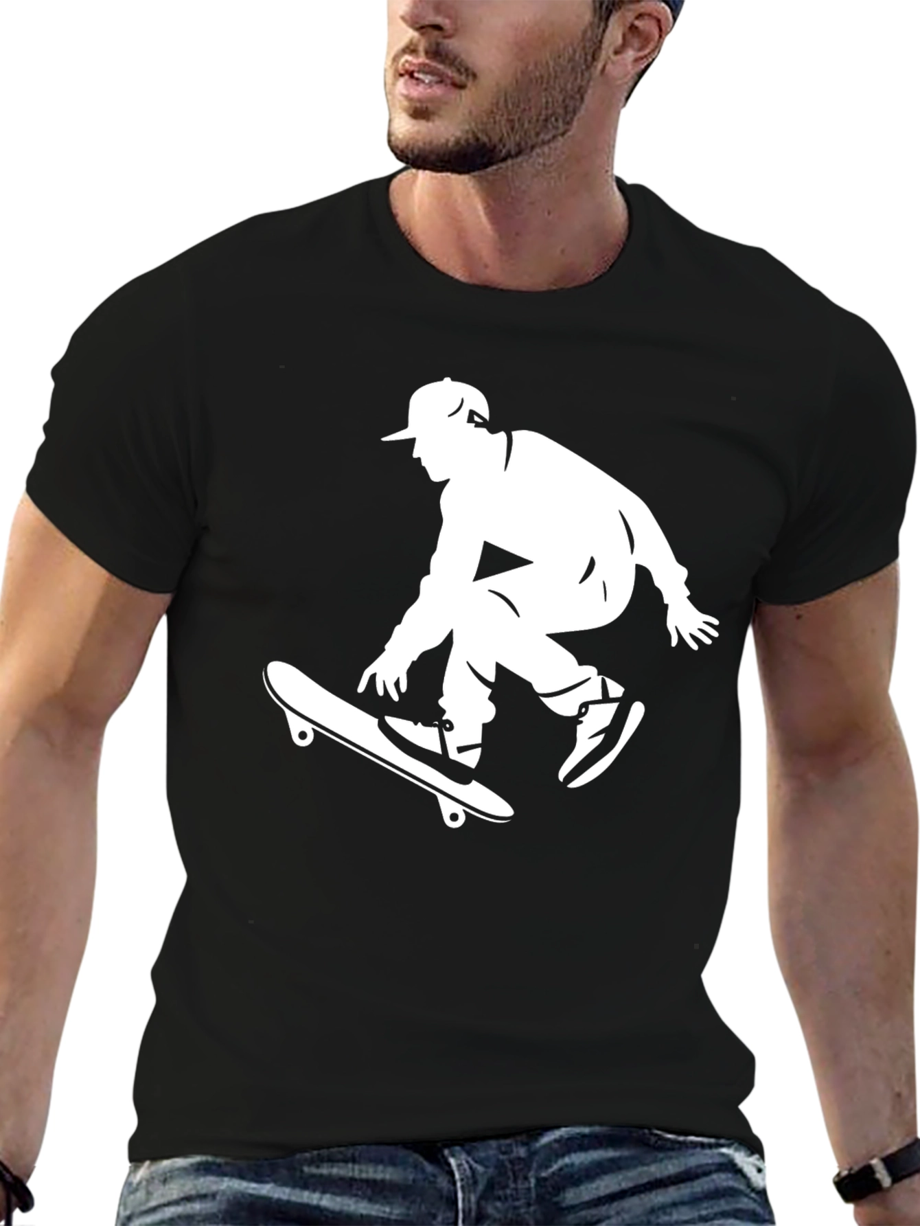 Skateboarding Graphic Tee - Cool Black T-Shirt