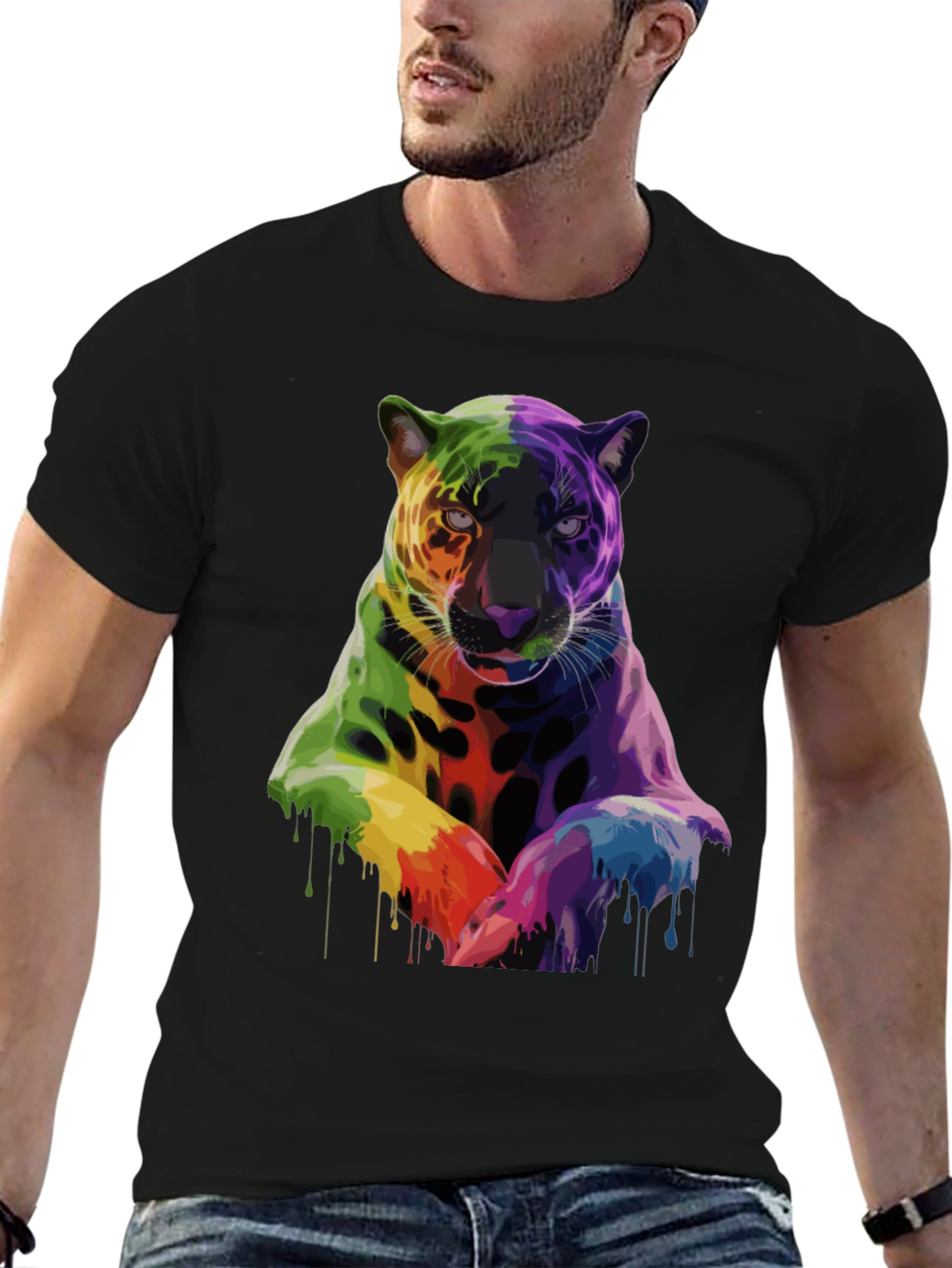 Rainbow Jaguar Graphic T-Shirt