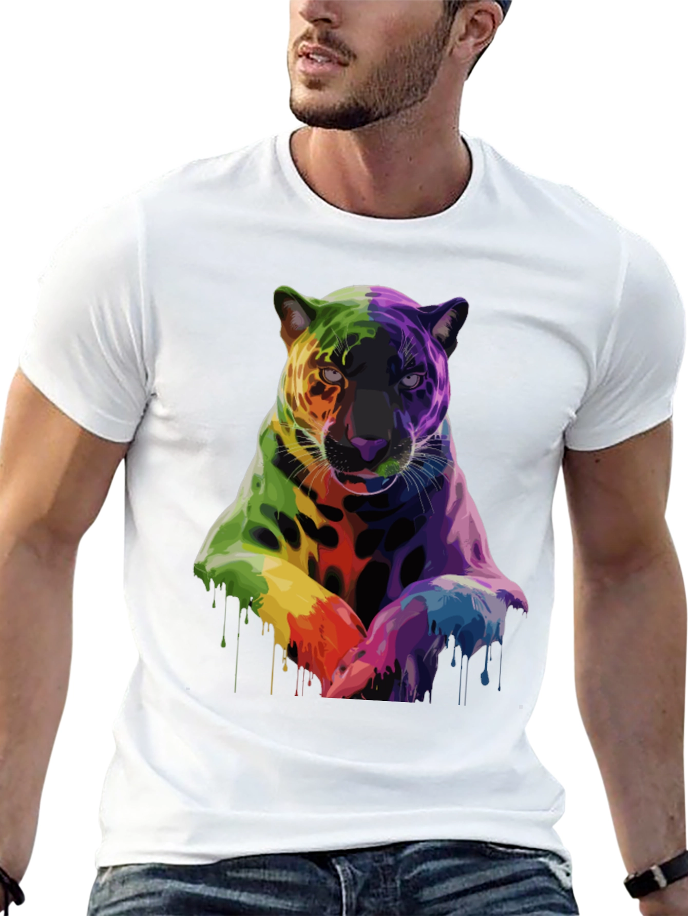 Rainbow Jaguar Graphic T-Shirt