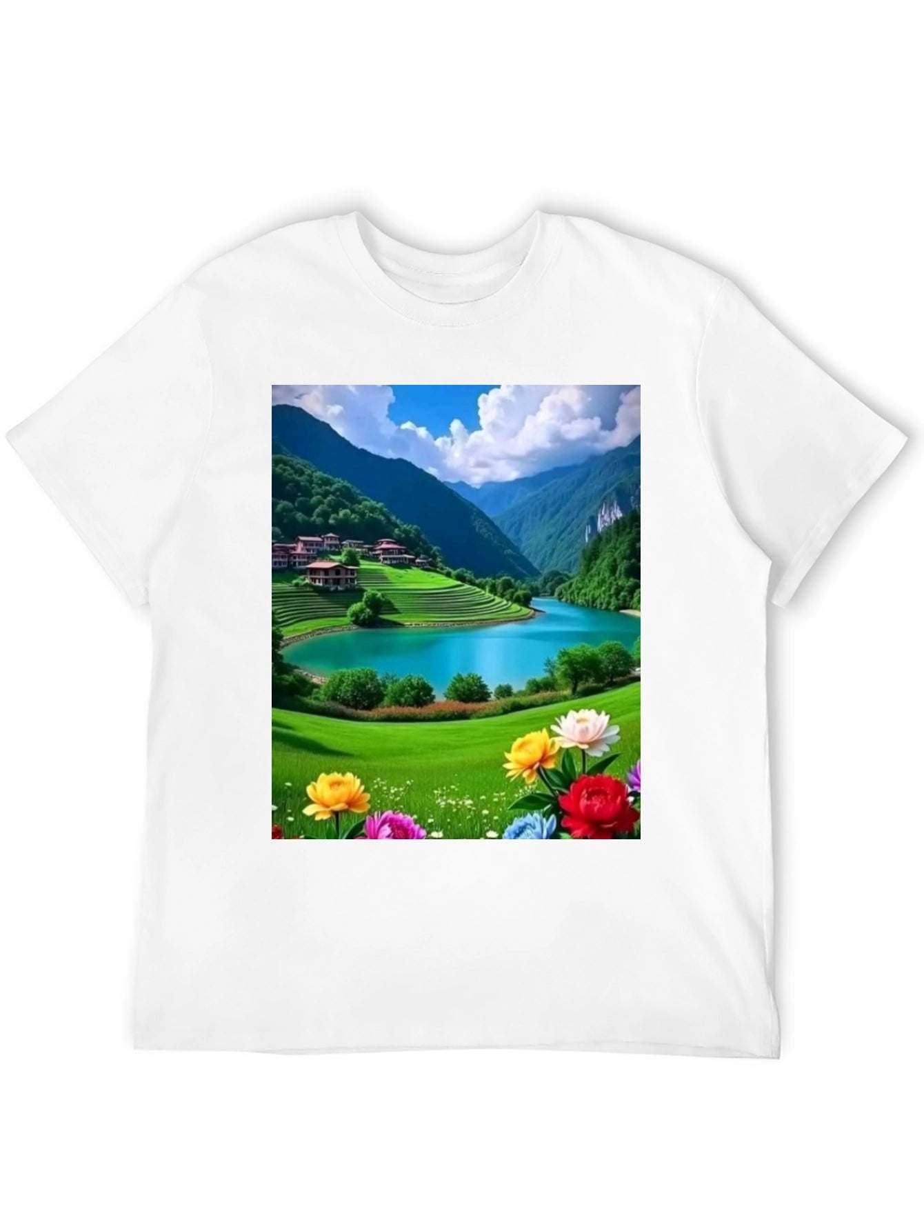 Scenic Mountain Lake Graphic Tee - Nature Lovers T-Shirt