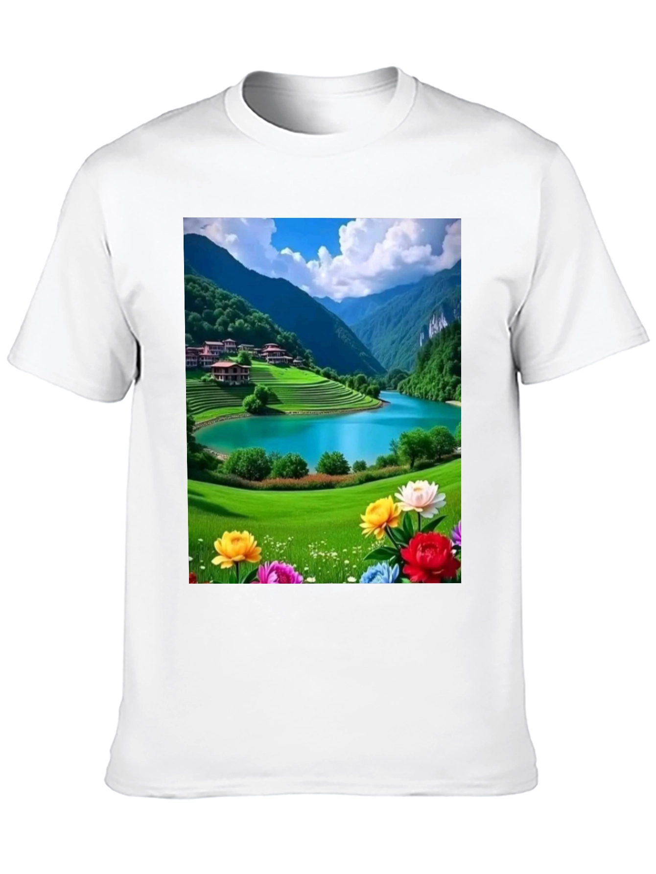 Scenic Mountain Lake Graphic Tee - Nature Lovers T-Shirt