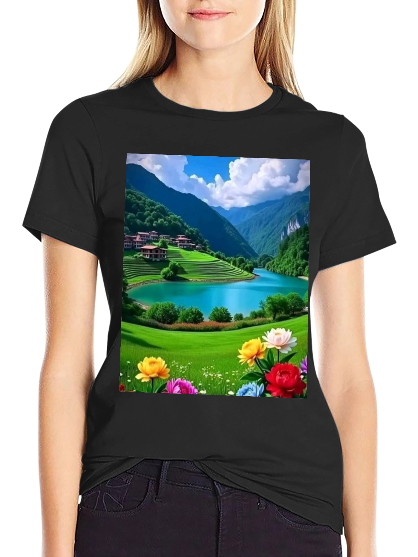 Scenic Mountain Lake Graphic Tee - Nature Lovers T-Shirt
