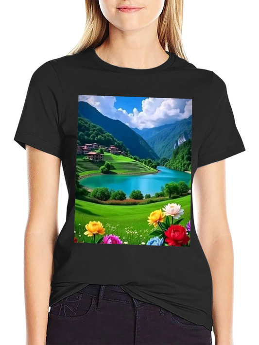 Scenic Mountain Lake Graphic Tee - Nature Lovers T-Shirt