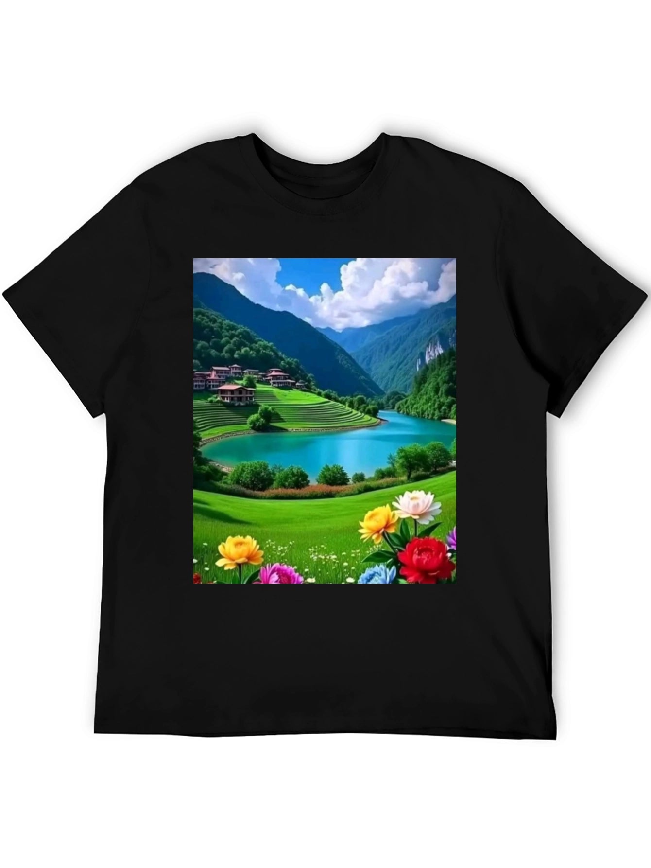 Scenic Mountain Lake Graphic Tee - Nature Lovers T-Shirt