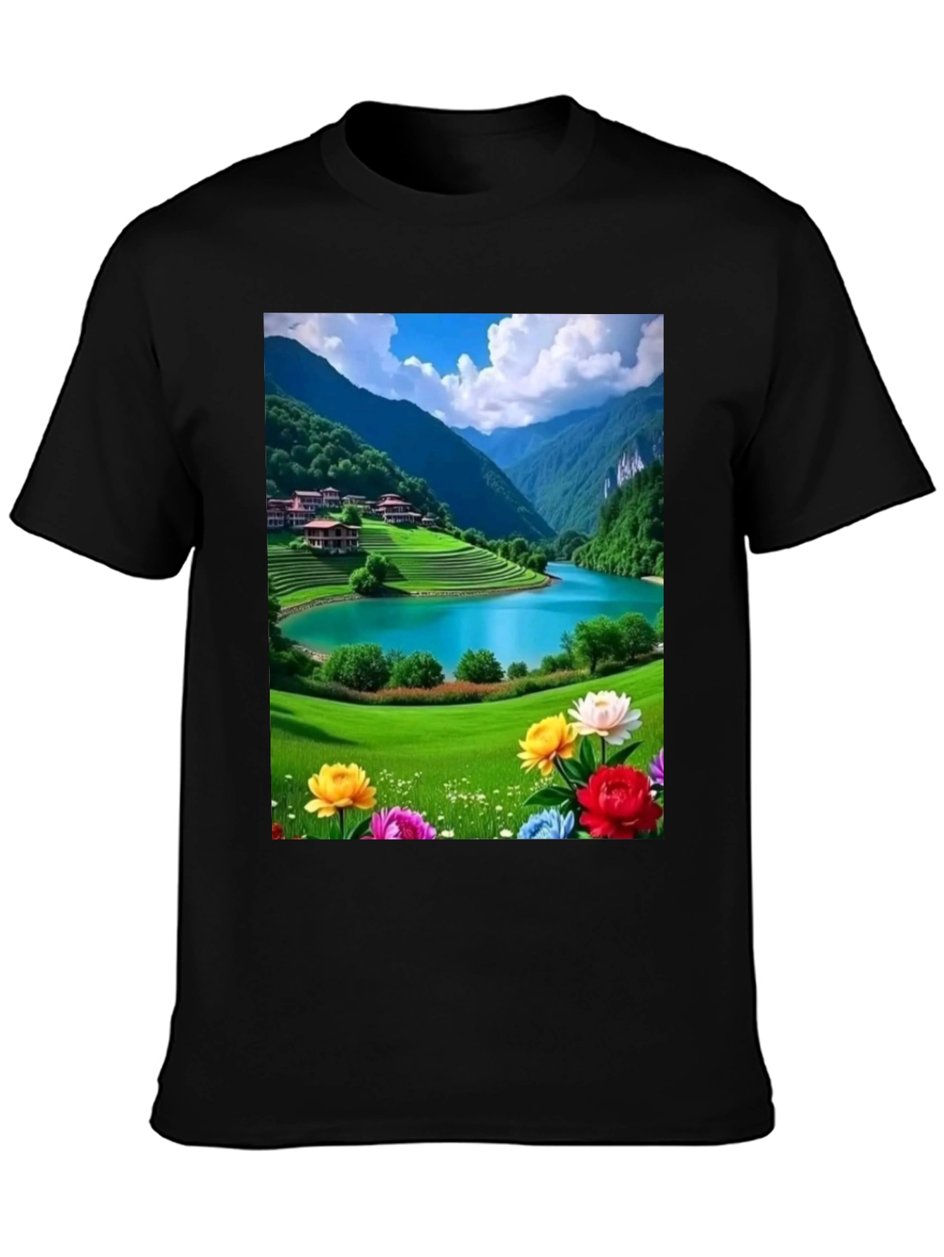 Scenic Mountain Lake Graphic Tee - Nature Lovers T-Shirt