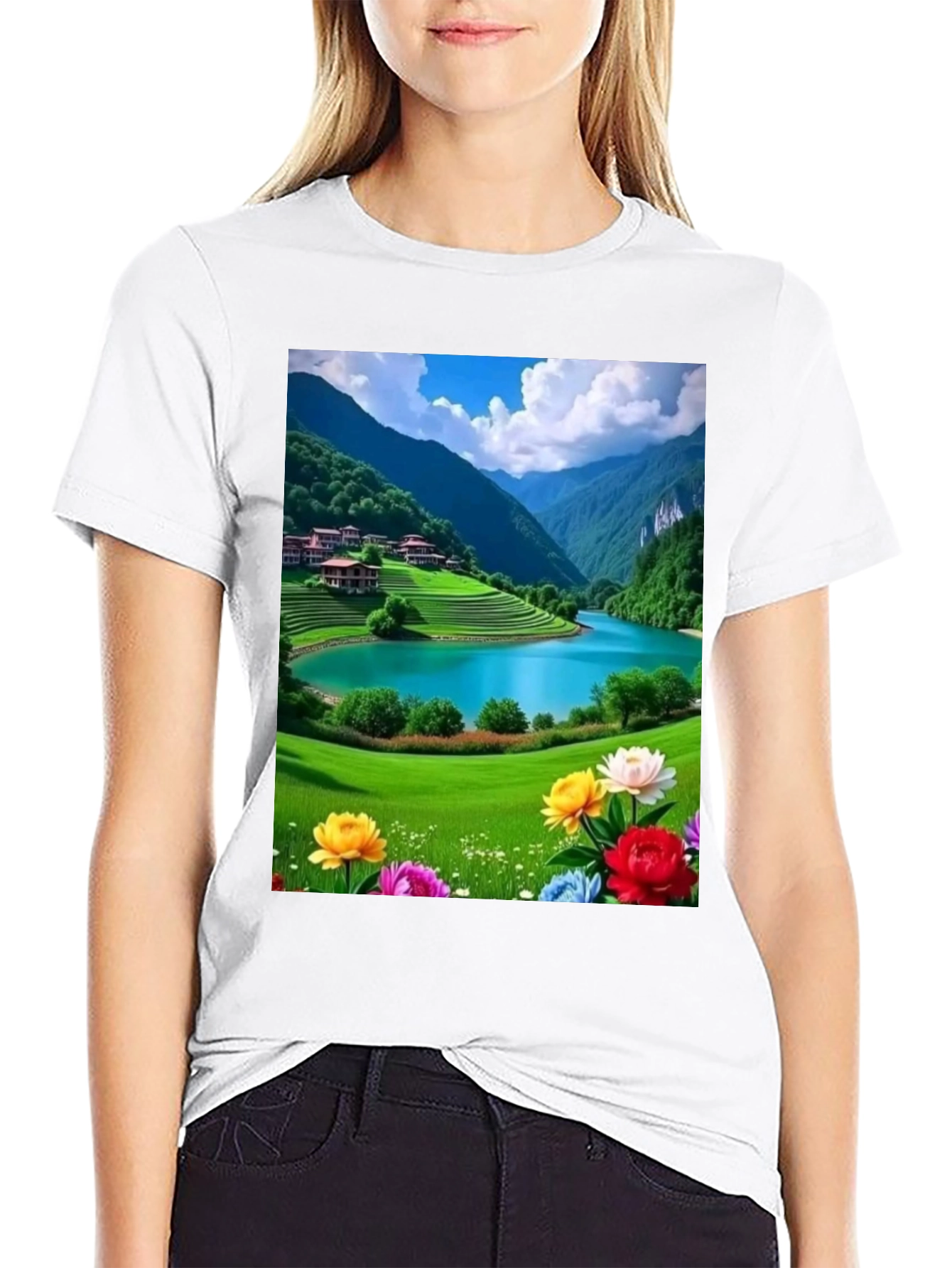Scenic Mountain Lake Graphic Tee - Nature Lovers T-Shirt