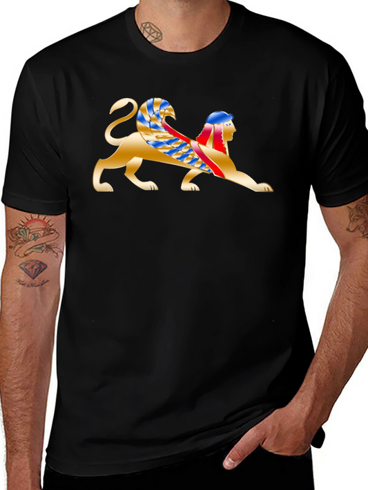 Egyptian Sphinx Graphic Tee - Black Cotton T-Shirt