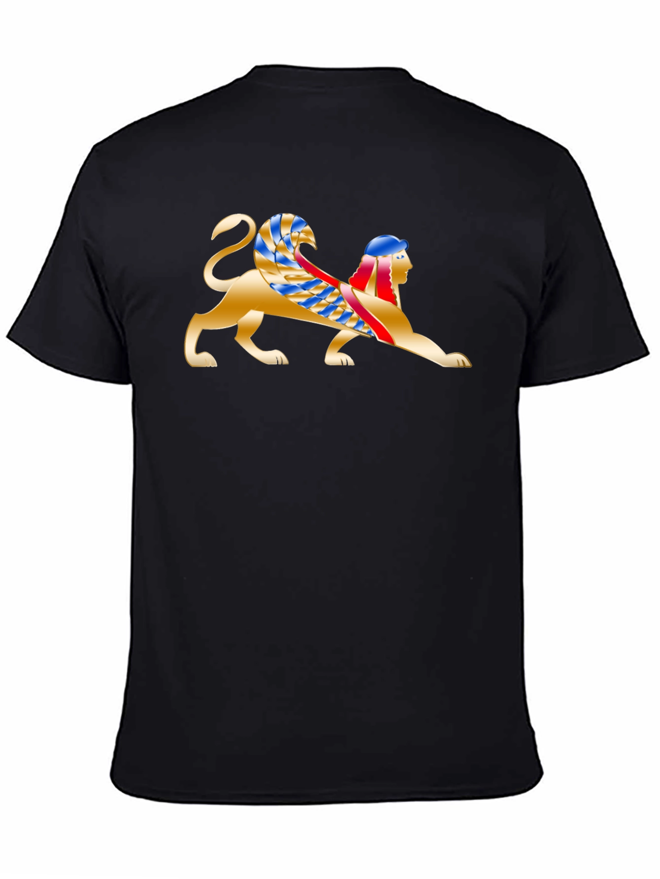 Egyptian Sphinx Graphic Tee - Black Cotton T-Shirt
