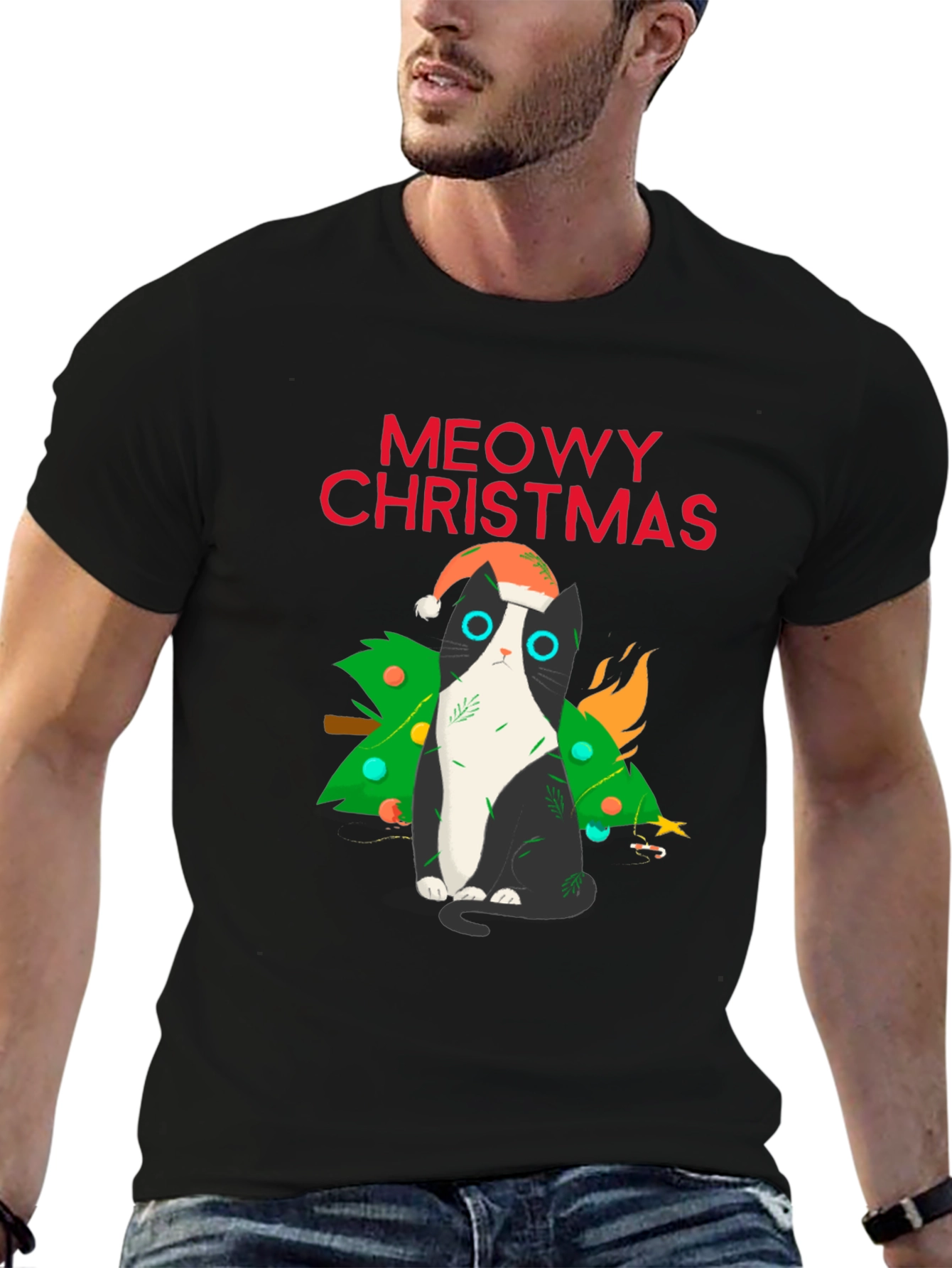 Meowy Christmas Cat T-Shirt