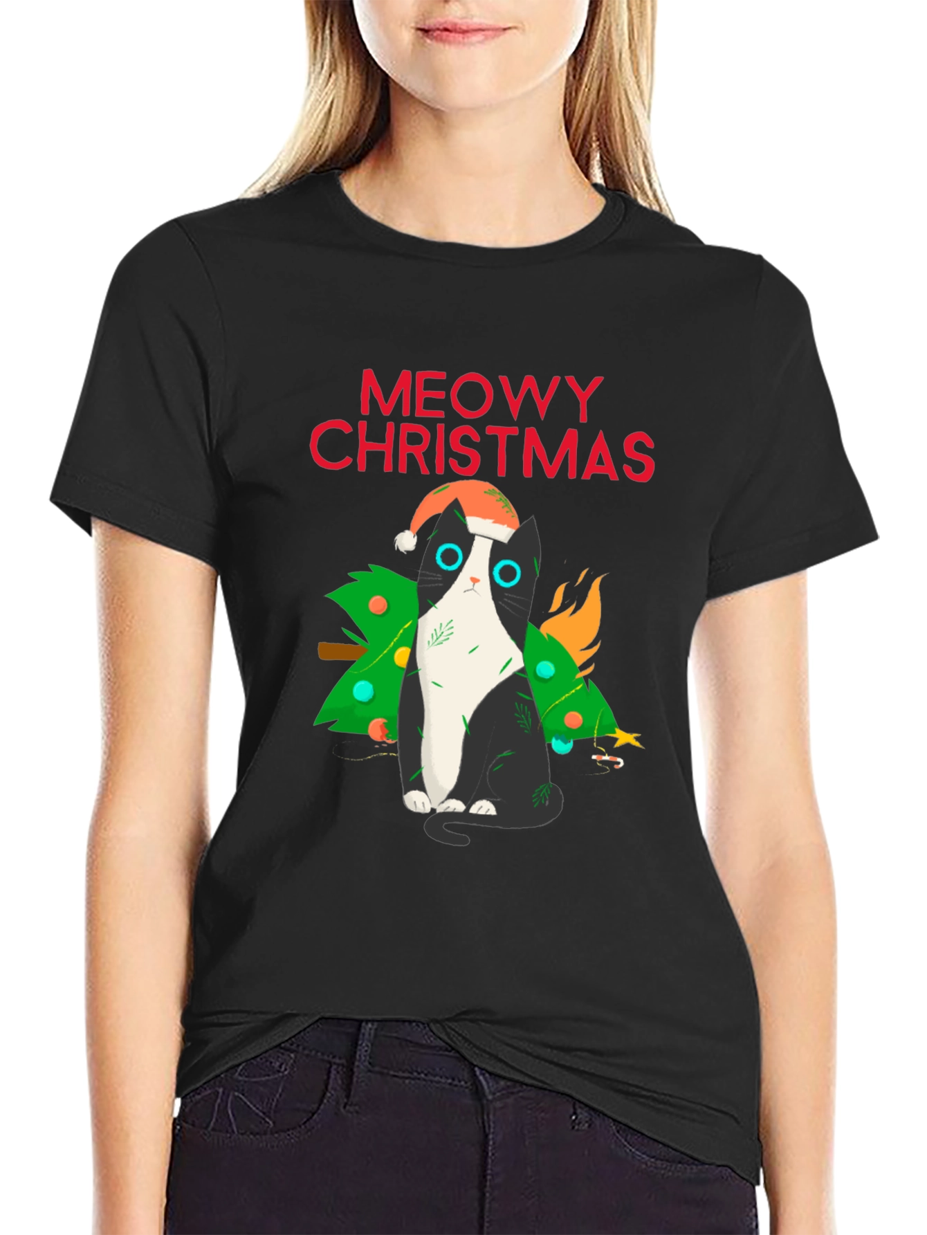 Meowy Christmas Cat T-Shirt