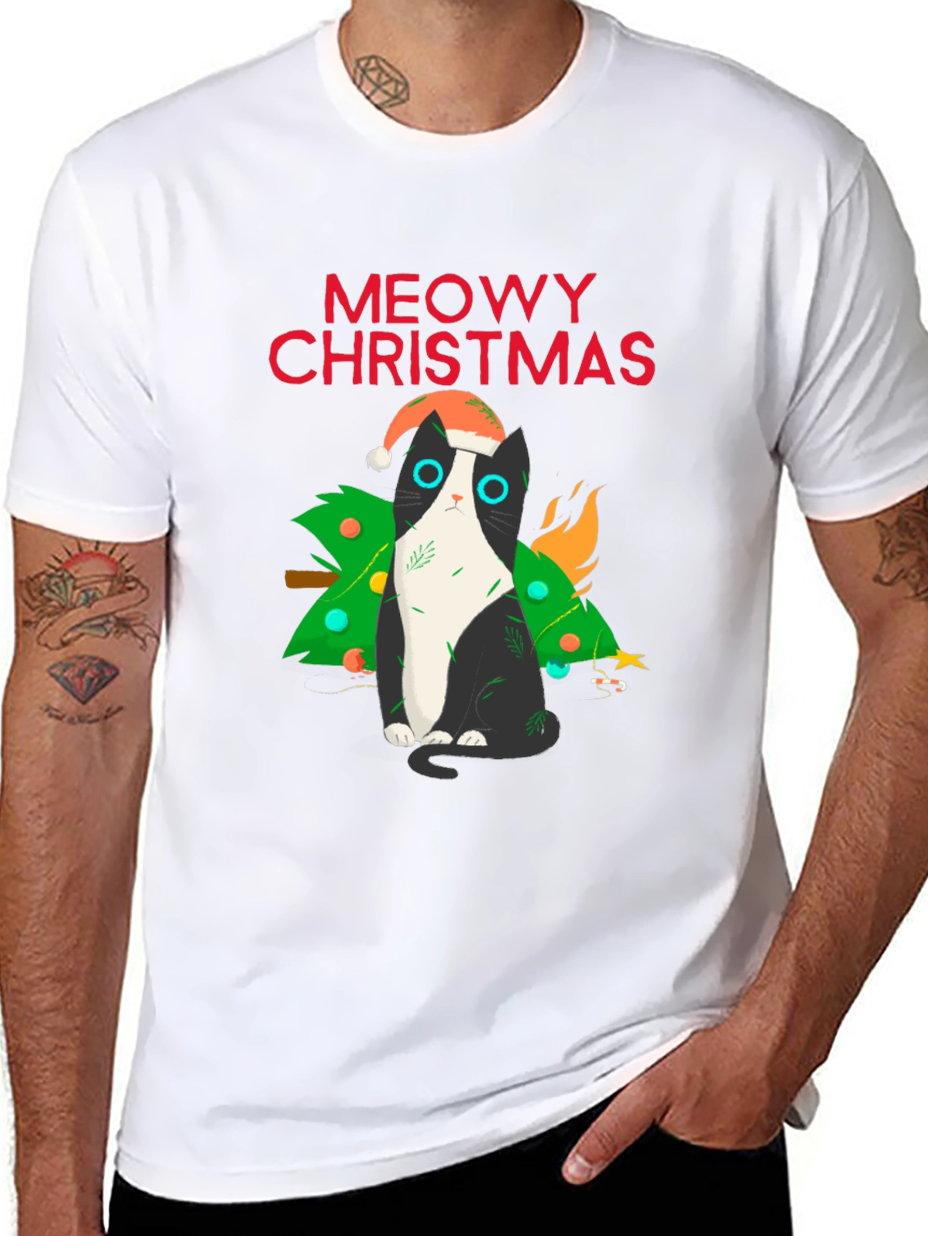Meowy Christmas Cat T-Shirt
