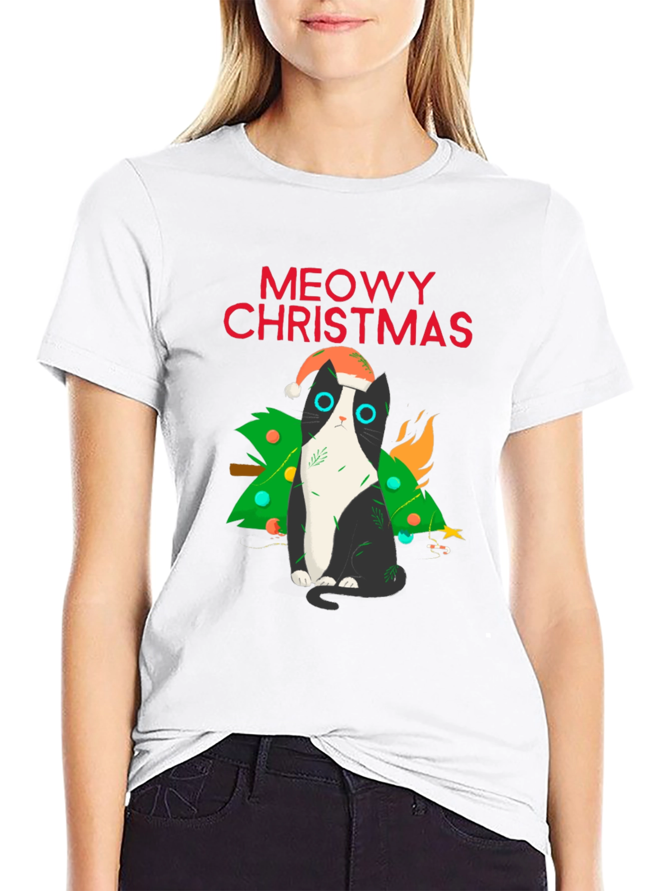 Meowy Christmas Cat T-Shirt