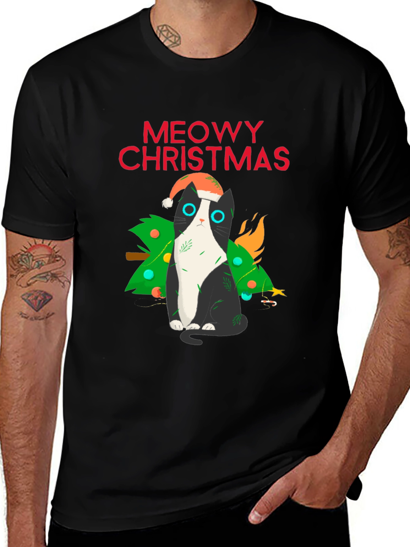 Meowy Christmas Cat T-Shirt
