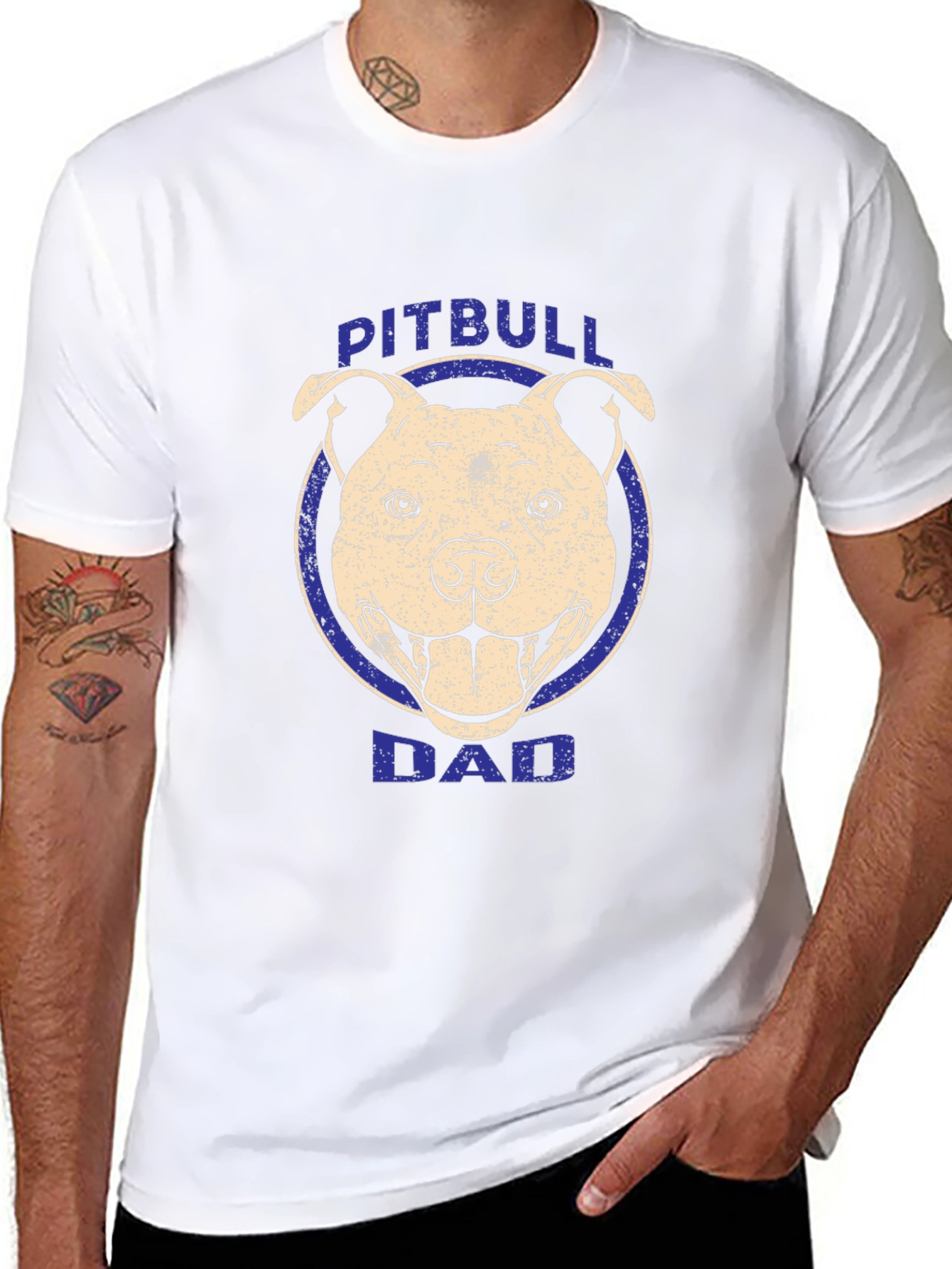 Pitbull Dad Graphic Tee - Black Cotton T-Shirt