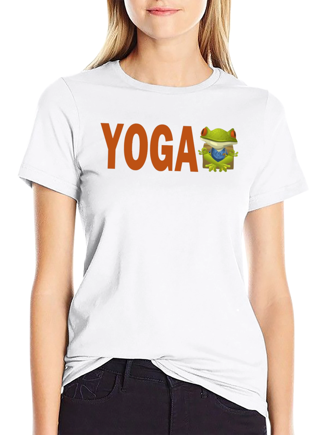 Yoga Frog Graphic Tee - Black Cotton Blend