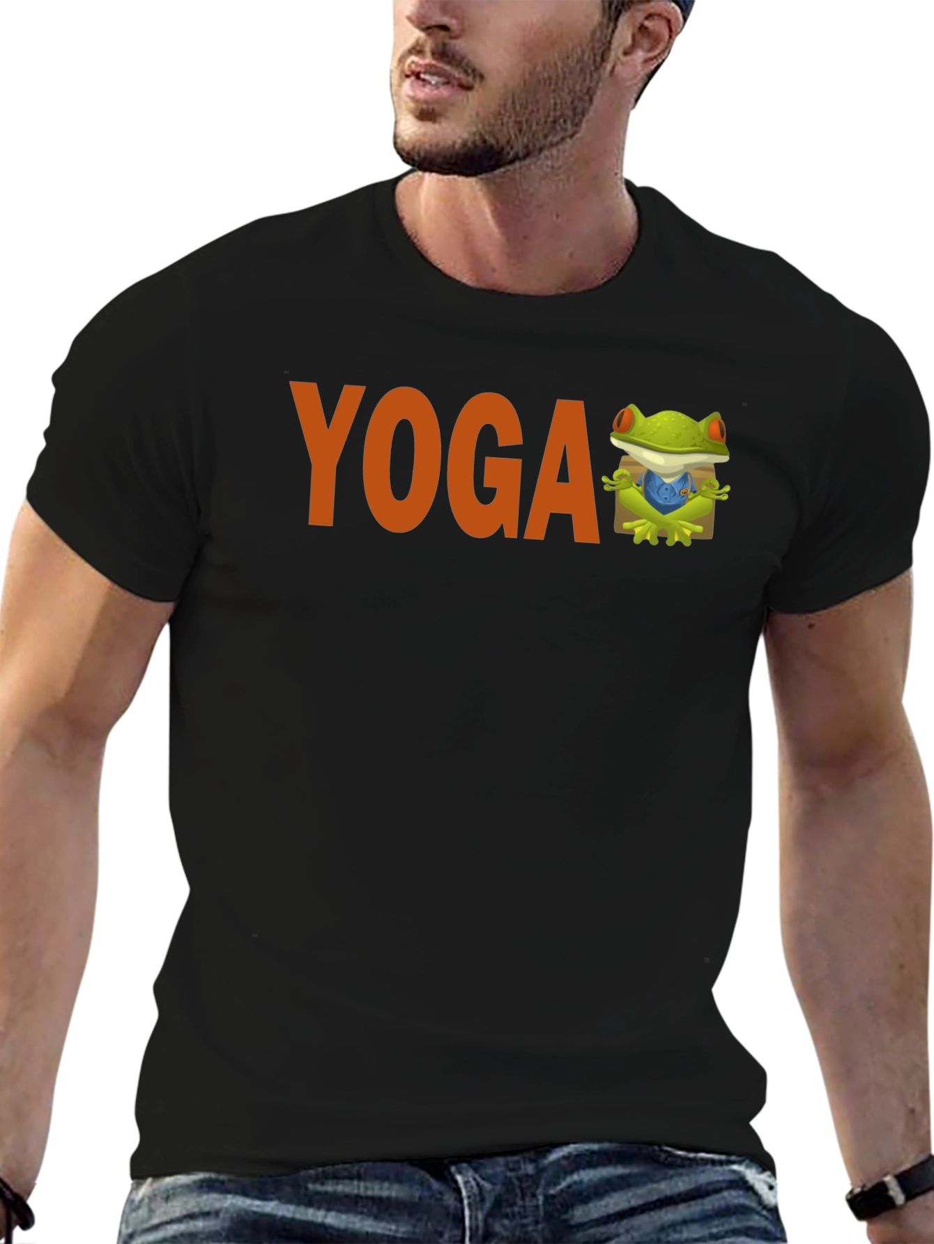 Yoga Frog Graphic Tee - Black Cotton Blend