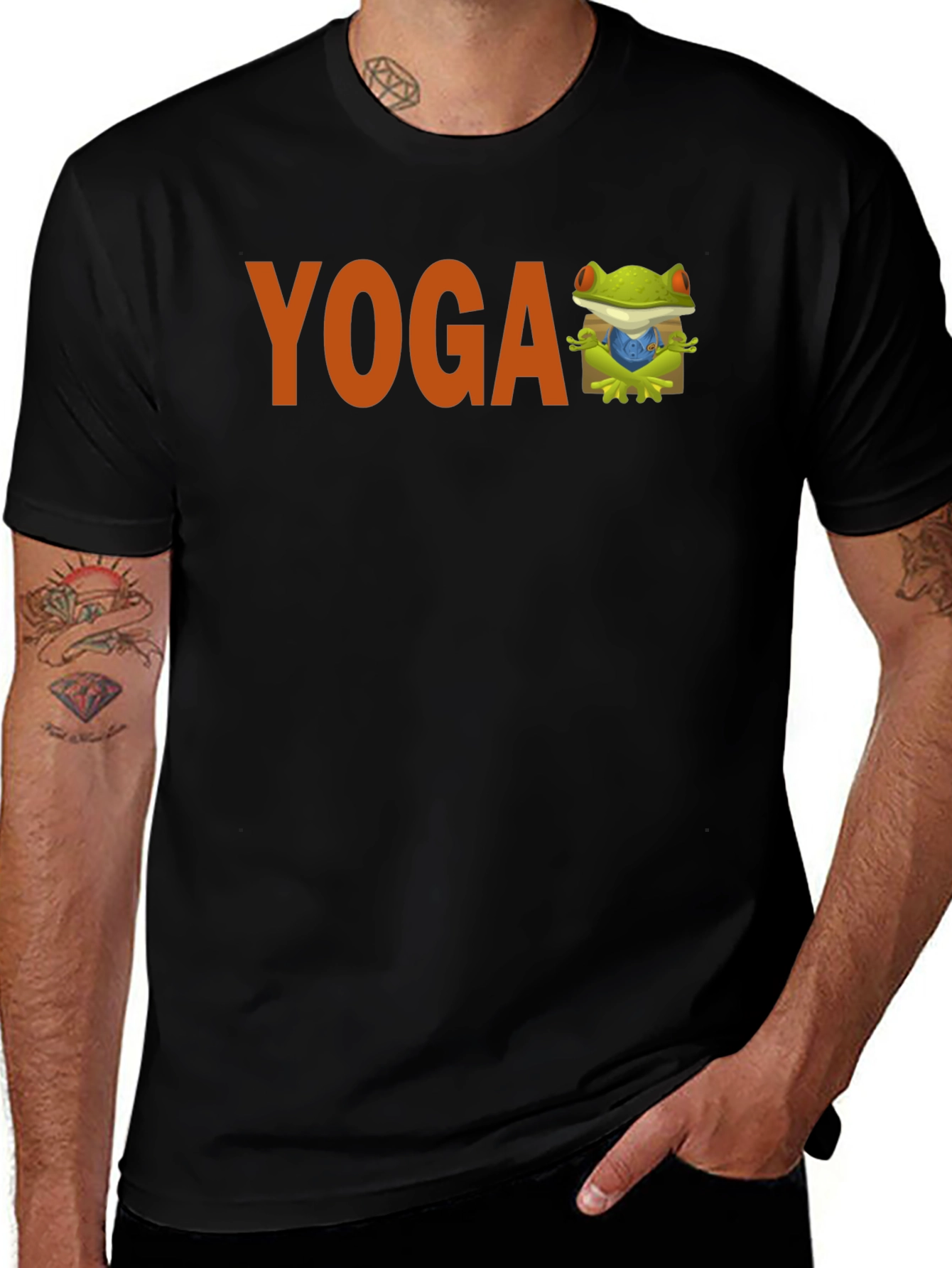 Yoga Frog Graphic Tee - Black Cotton Blend