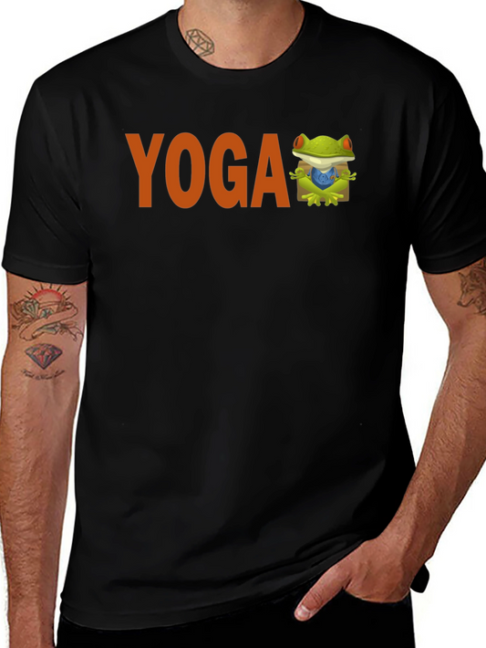 Yoga Frog Graphic Tee - Black Cotton Blend