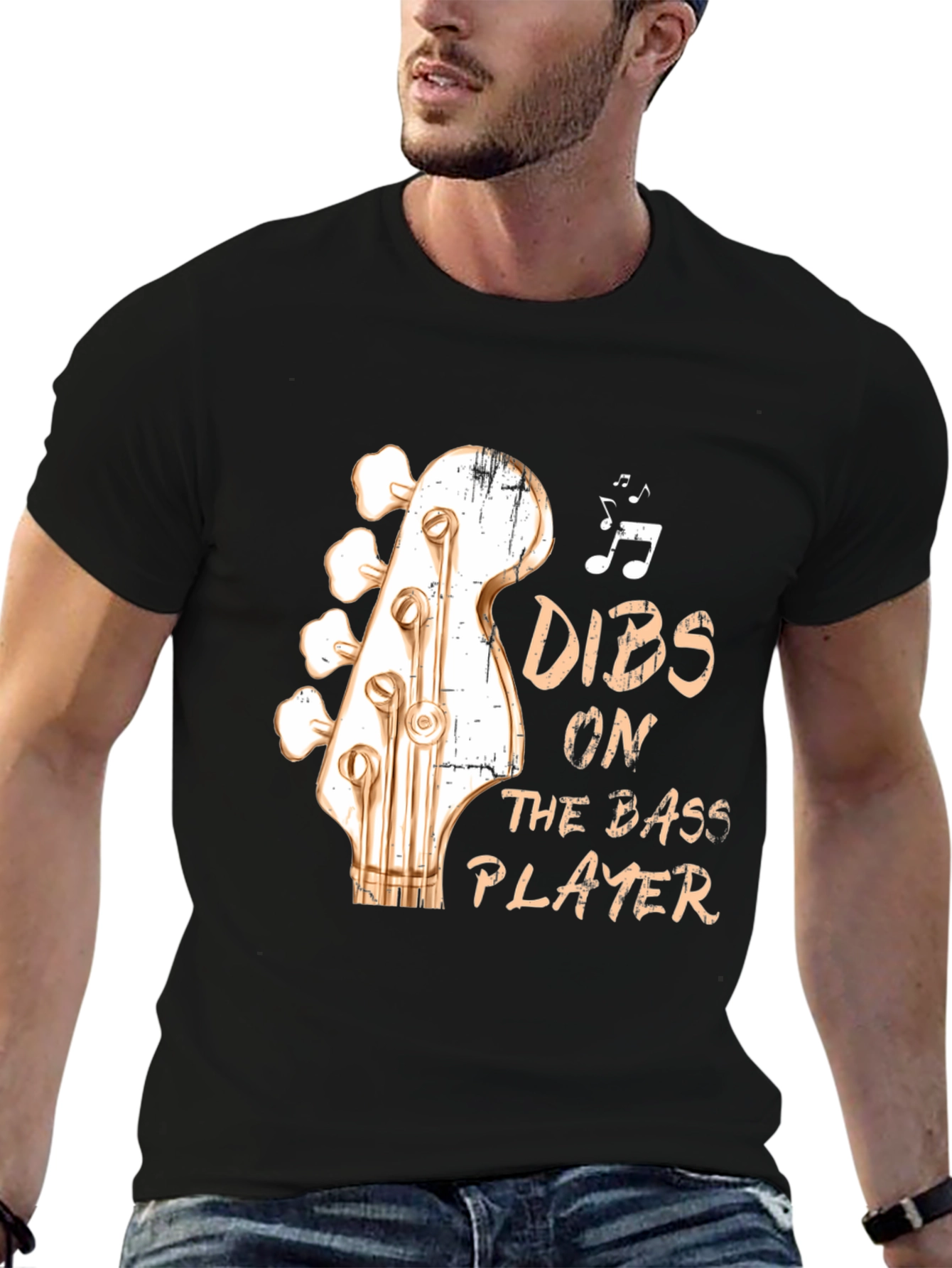 Dibs On The Bass Player Black Graphic Tee Shirt