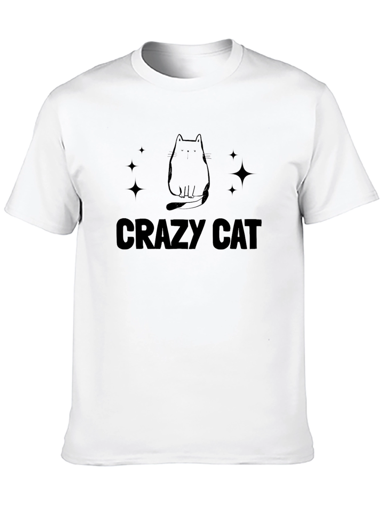 Crazy Cat Graphic Tee - Black Cotton T-Shirt
