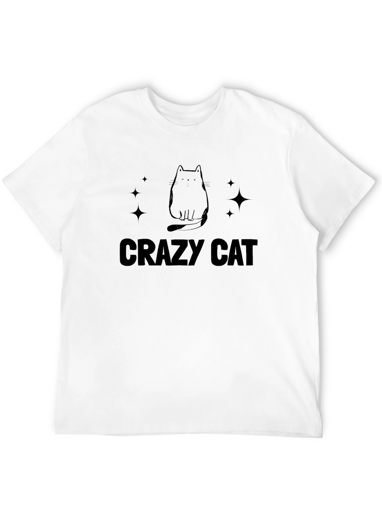 Crazy Cat Graphic Tee - Black Cotton T-Shirt