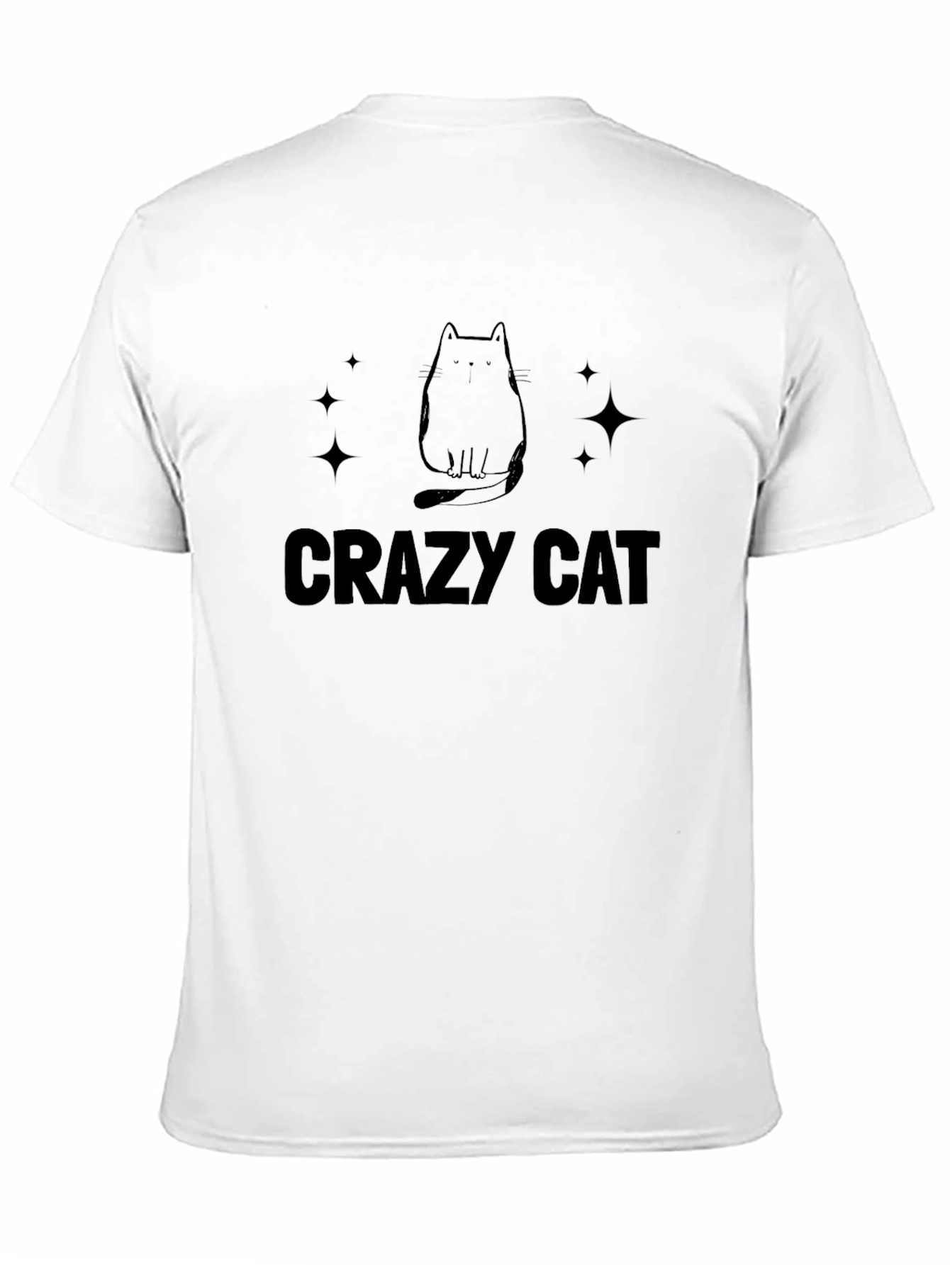 Crazy Cat Graphic Tee - Black Cotton T-Shirt