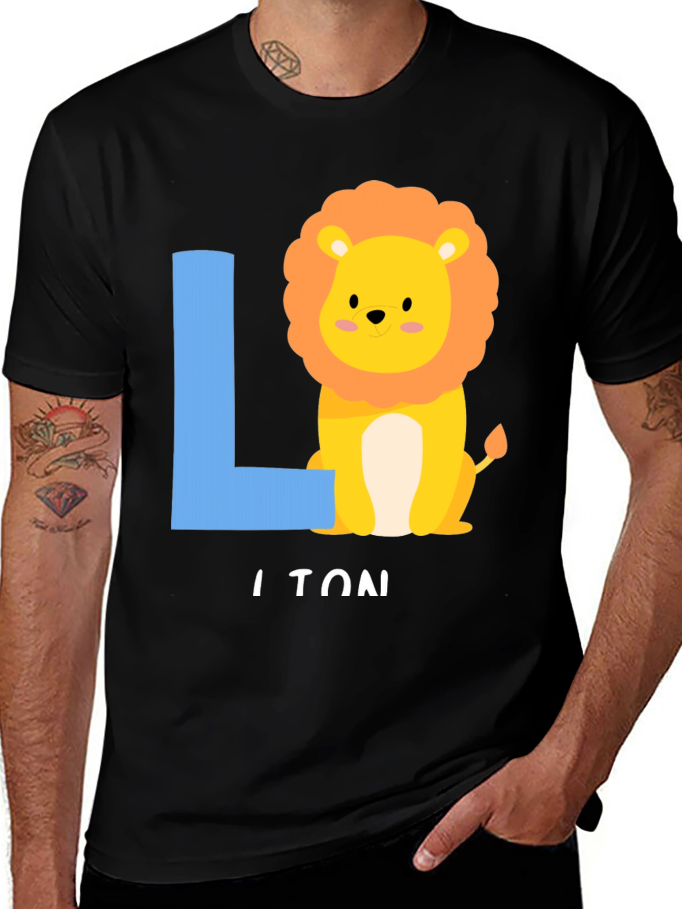 Lion Initial T-Shirt - Kids Alphabet Tee