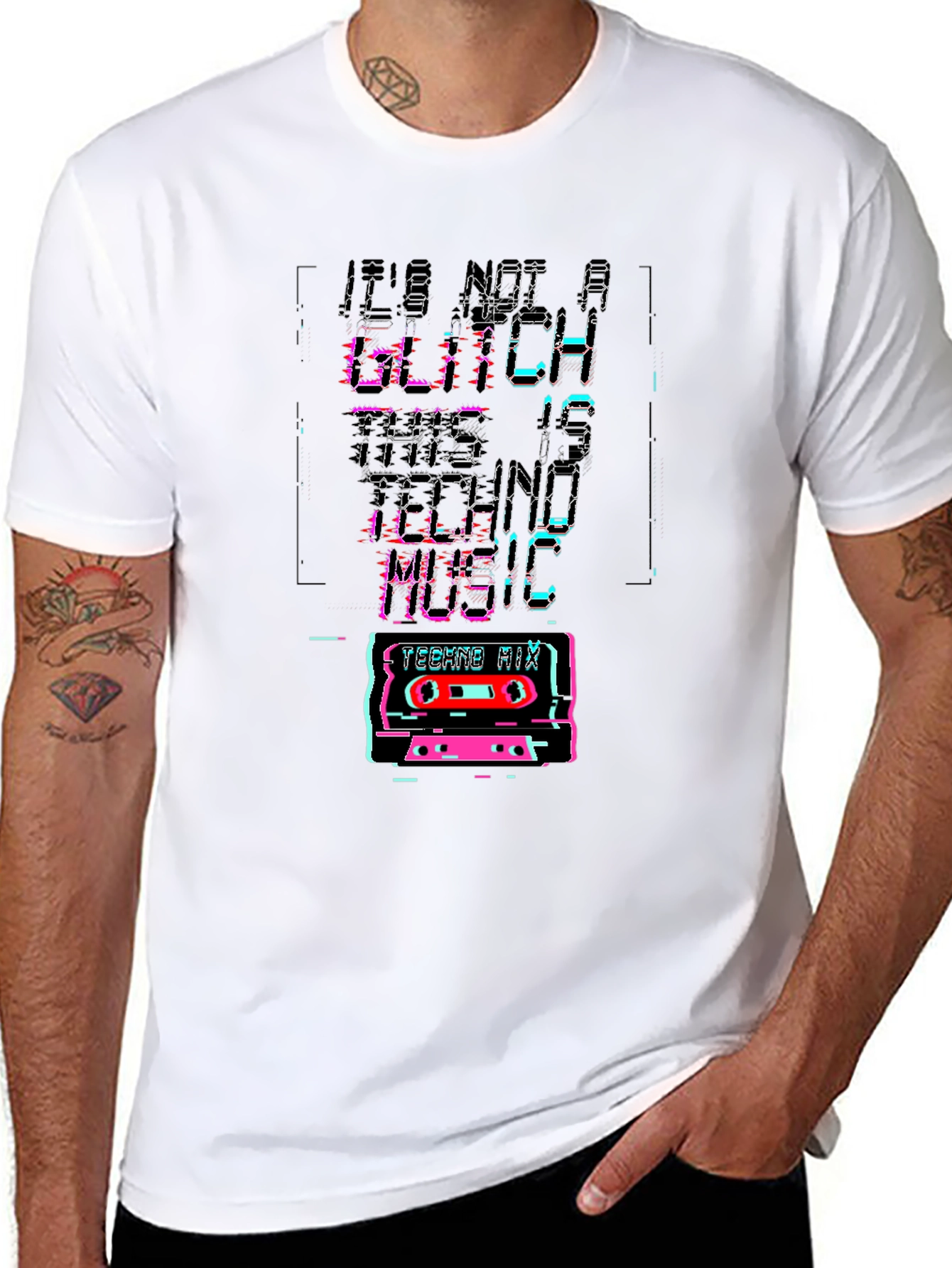 Retro Techno Music Glitch T-Shirt