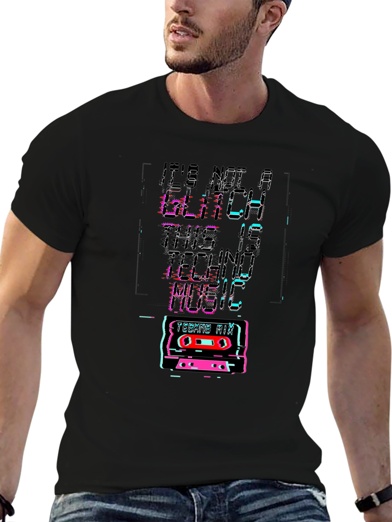Retro Techno Music Glitch T-Shirt