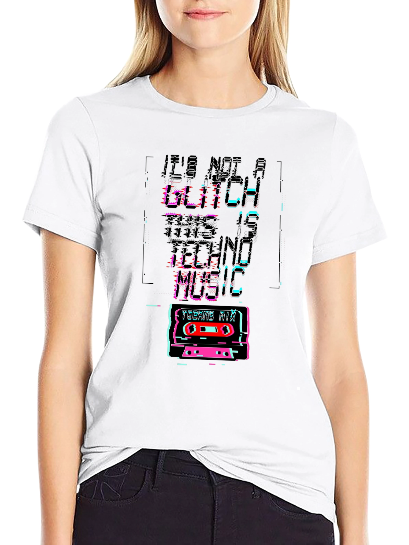Retro Techno Music Glitch T-Shirt