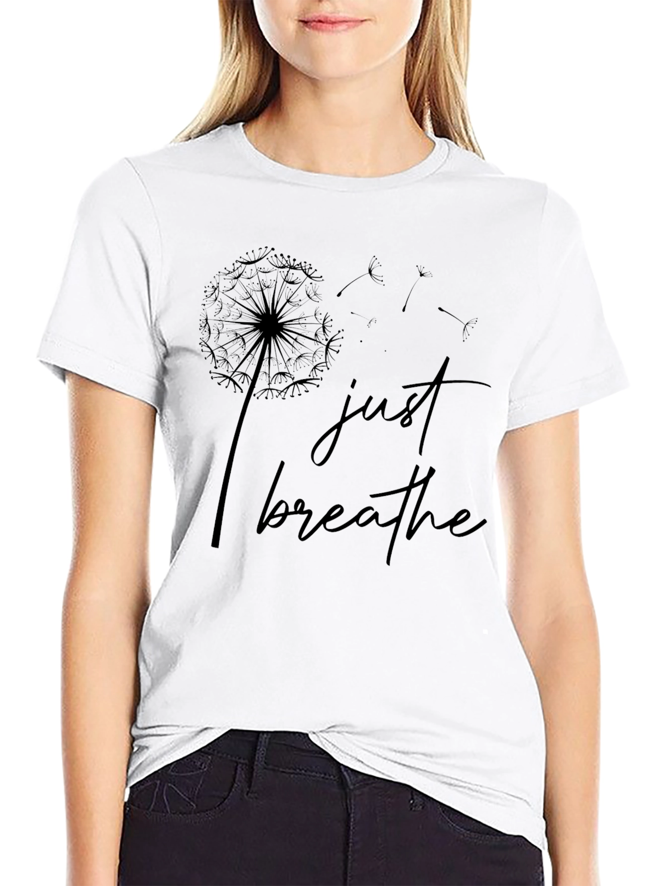 Just Breathe Dandelion Graphic T-Shirt - Relaxed Fit