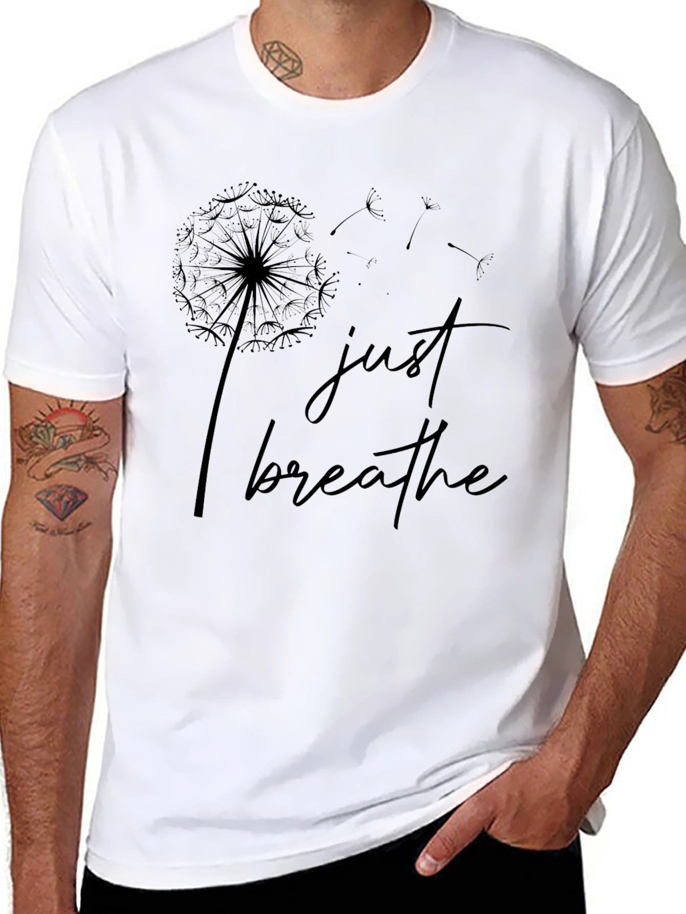 Just Breathe Dandelion Graphic T-Shirt - Relaxed Fit