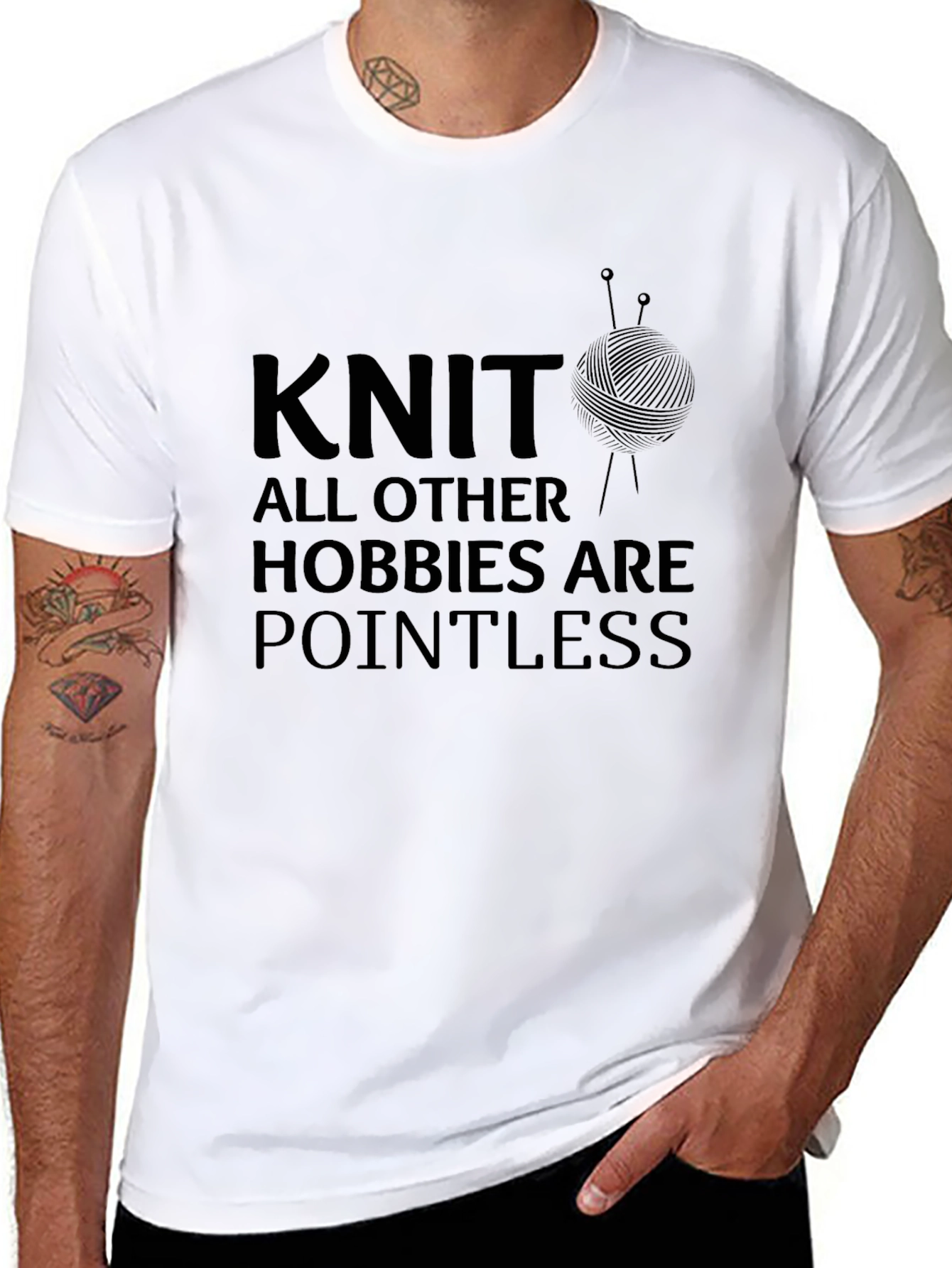 Knit All Hobbies Pointless Black Graphic Tee