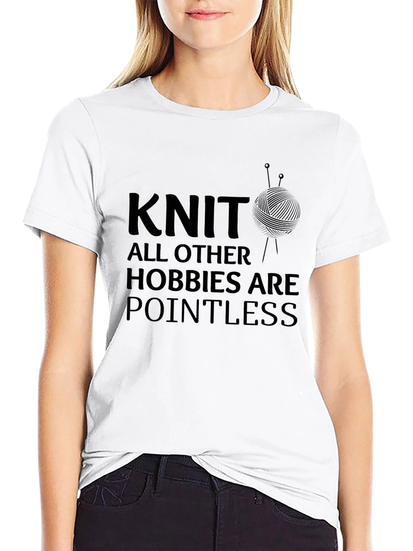 Knit All Hobbies Pointless Black Graphic Tee