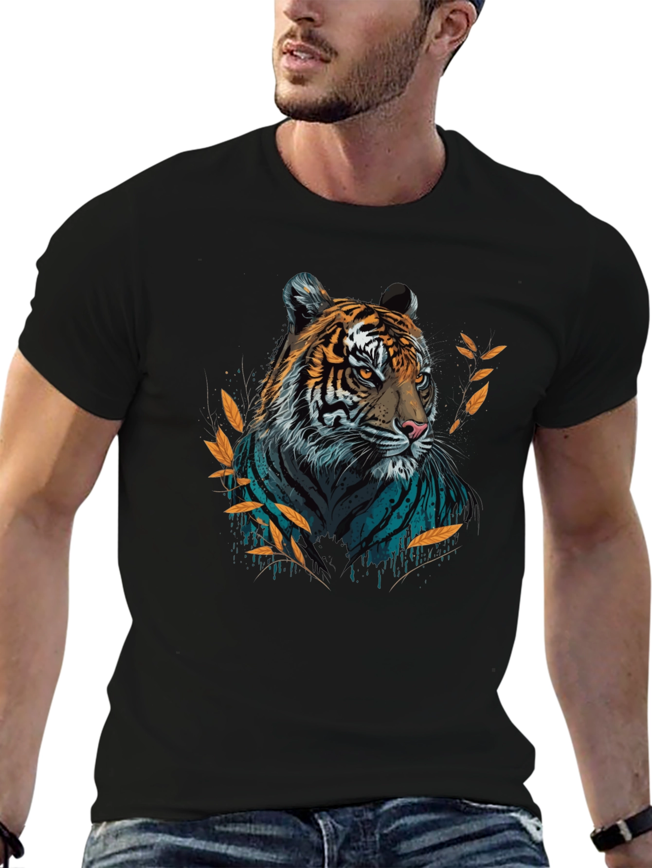 Bold Tiger Graphic T-Shirt - Stylish Crew Neck Tee