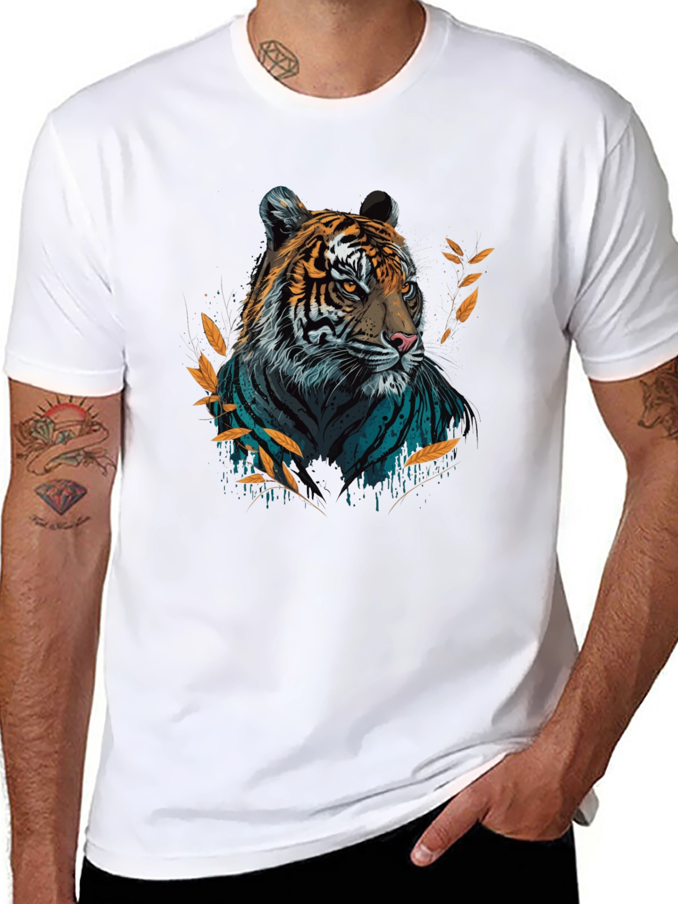 Bold Tiger Graphic T-Shirt - Stylish Crew Neck Tee
