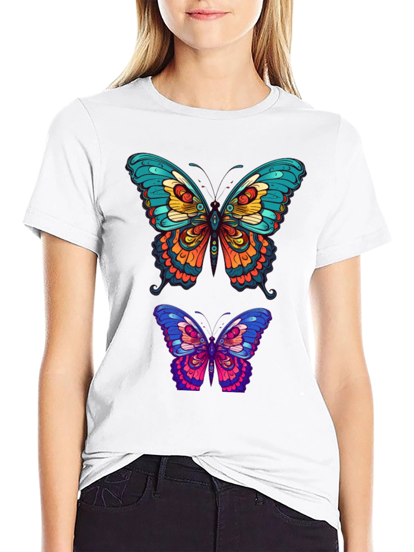 Butterfly Graphic Tee - Vibrant Mens Black T-Shirt