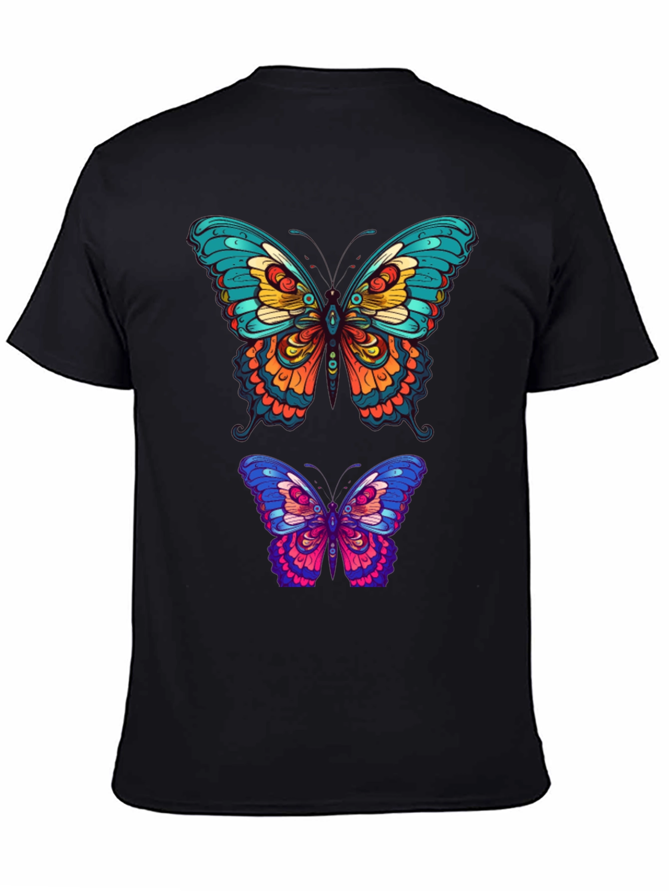 Butterfly Graphic Tee - Vibrant Mens Black T-Shirt