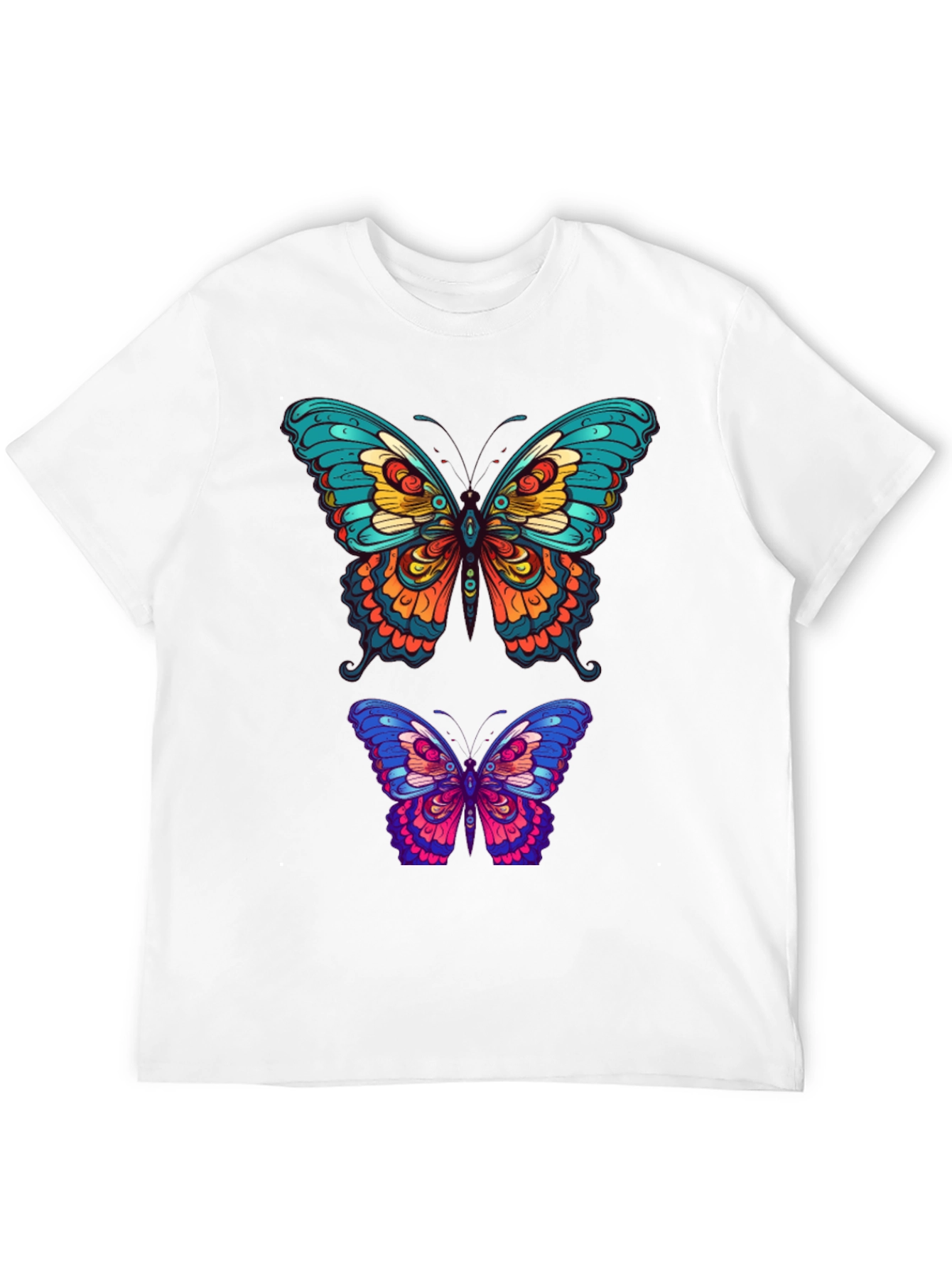 Butterfly Graphic Tee - Vibrant Mens Black T-Shirt