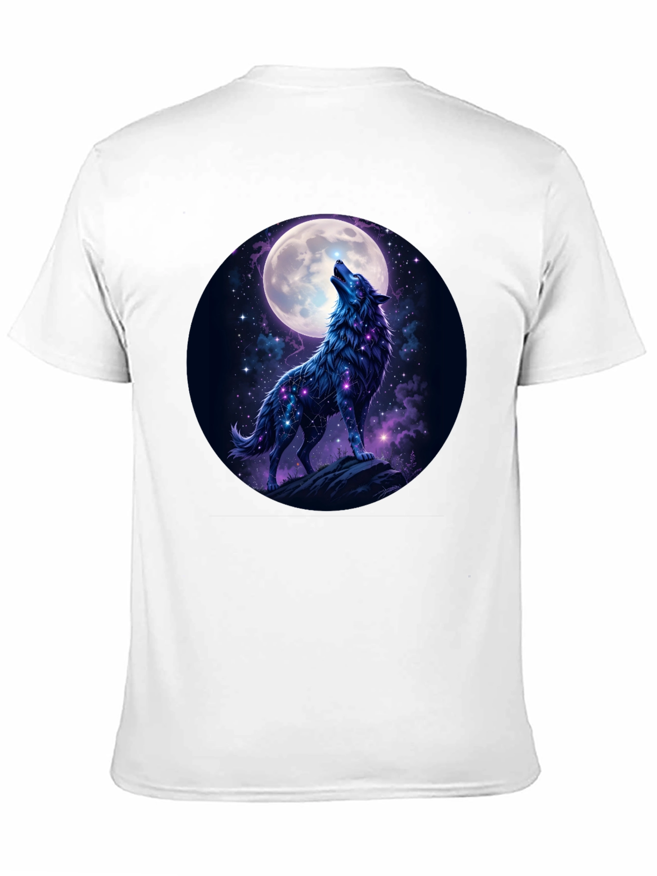 Wolf Howling at Moon Graphic Tee - Black Cotton