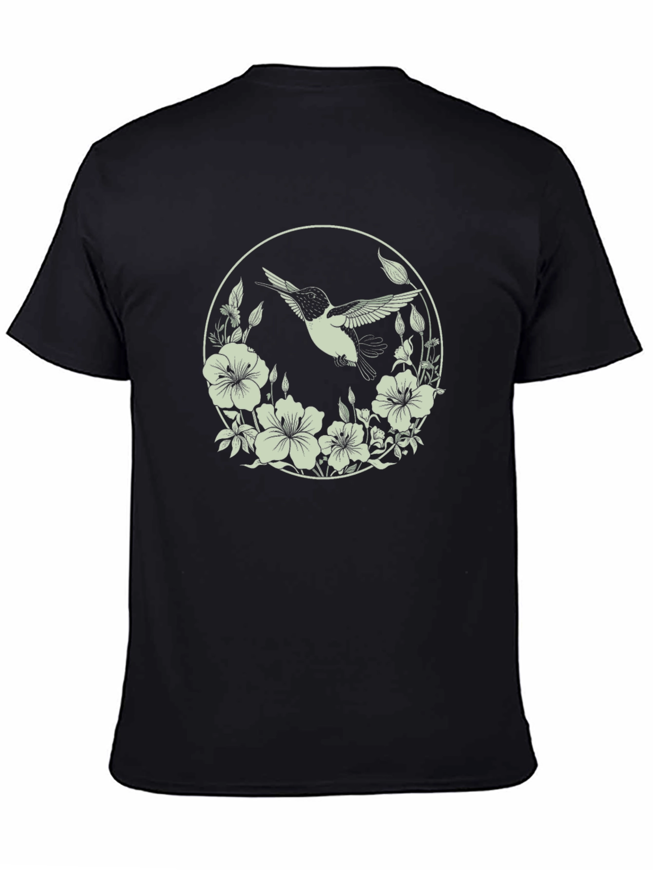 Hummingbird Floral Graphic Tee - Mens Black T-Shirt