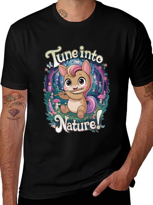 Tune Into Nature Black Graphic T-Shirt